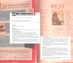 Hohenrain Verlag und FPÖ inserieren ganzseitig in der Zur Zeit