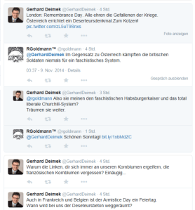 FPÖ NR Deimek findet Deserteursdenkmal zum Kotzen am 9-11-2014