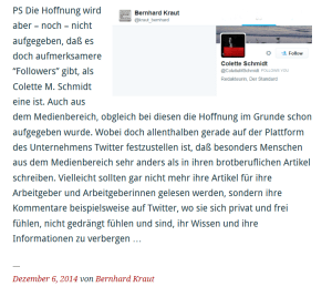 Eine Followerin verabschiedet sich