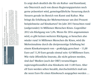 Mehrwertsteuererhöhung auf Kinokarten die Megaeinnahme