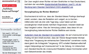 FPÖ Unzensuriert - Standard und wie das ist mit dem Löschen von Postings