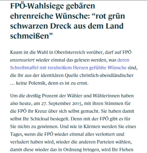 Schreibstaffel FPÖ - Aus dem Land schmeißen