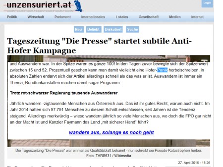 FPÖ unzensuriert ist für das Auswandern, solange es noch geht