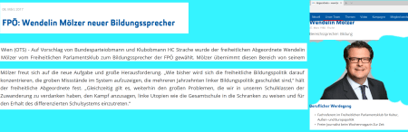 FPÖ-Bildungssprecher Mölzer führt durch die Ausstellung zur Nationalratswahl Oktober 2017