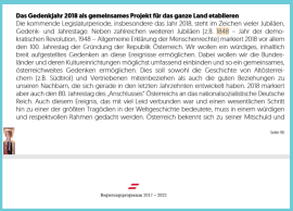 ÖVP und FPÖ im Gedenkjahr 2018 - Schaften geht voran