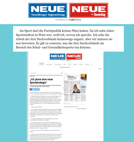 Neue Vorarlberger Tageszeitung - Strache - Da ich zehn Jahre Sportstadtrat in Wien war, weiß ich, wovon ich spreche