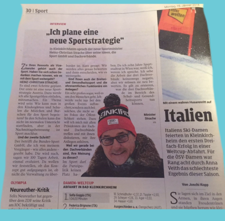 Vizekanzler Strache - Da ich zehn Jahre Sportstadtrat in Wien war - Jänner 15 - 2018 - Kleine Zeitung