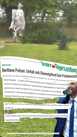 Berittene Polizei Unfall mit Dienstpferd bei Fototermin