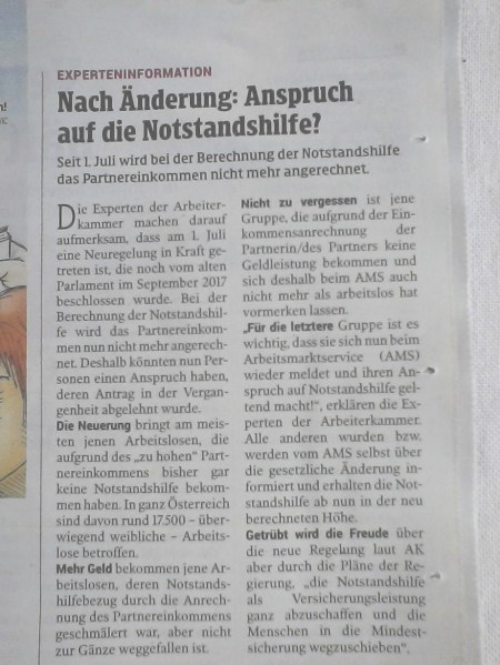 Österreich - ÖVP-FPÖ-Regierung - Anspruch der Menschen auf Armut und Rechtelosigkeit