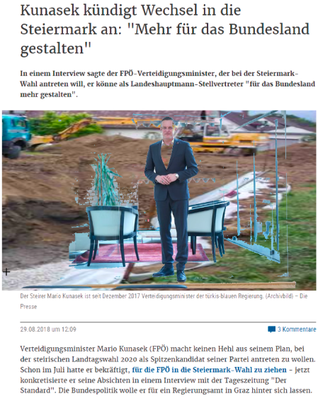 Kunasek kündigt Wechsel in die Steiermark an